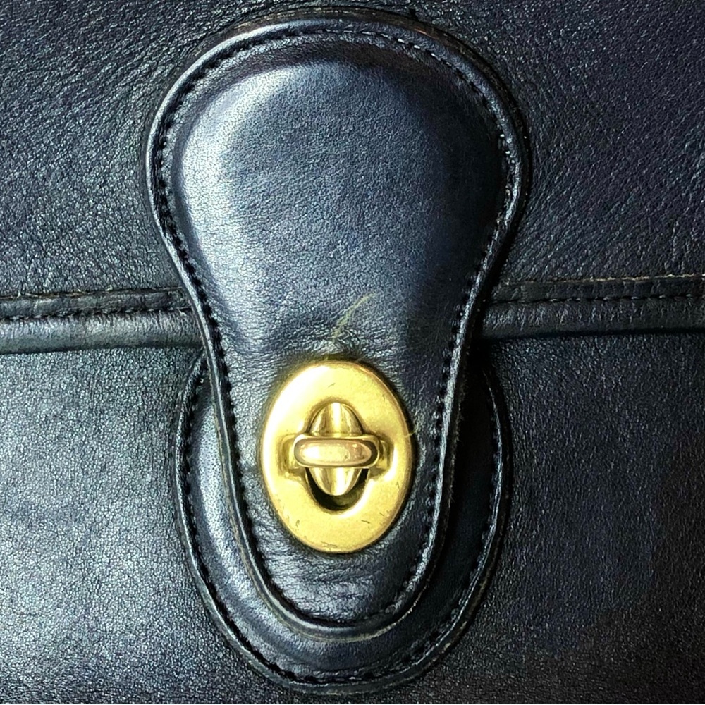 Vintage COACH WILLIS Navy Blue Glove Tanned Leather Shoulder Bag Pre-94 9927 COA - Picture 15 of 17